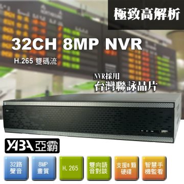 監視器材32路32音800萬畫素 NVR 多工網路型影音數位錄放影機(不含硬碟)