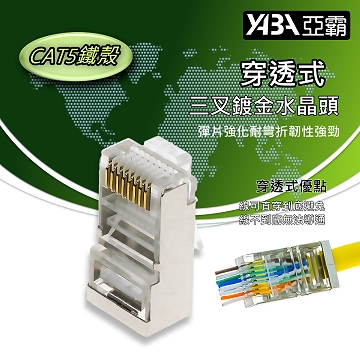 監視器材穿透式CAT5E網路線RJ45鐵殼水晶頭(WR-RJ45CAT5TS)