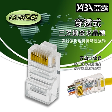 監視器材穿透式CAT6網路線RJ45透明水晶頭(WR-RJ45CAT6TU)